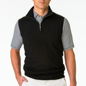 Fairway & Greene Black Baruffa Merino Quarter Zip Windvest. XXXL